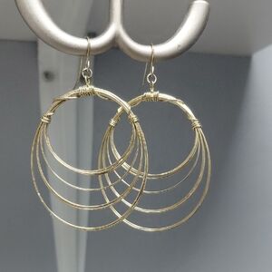 Lightweight Gold Tone Dangle Hoop Earrings